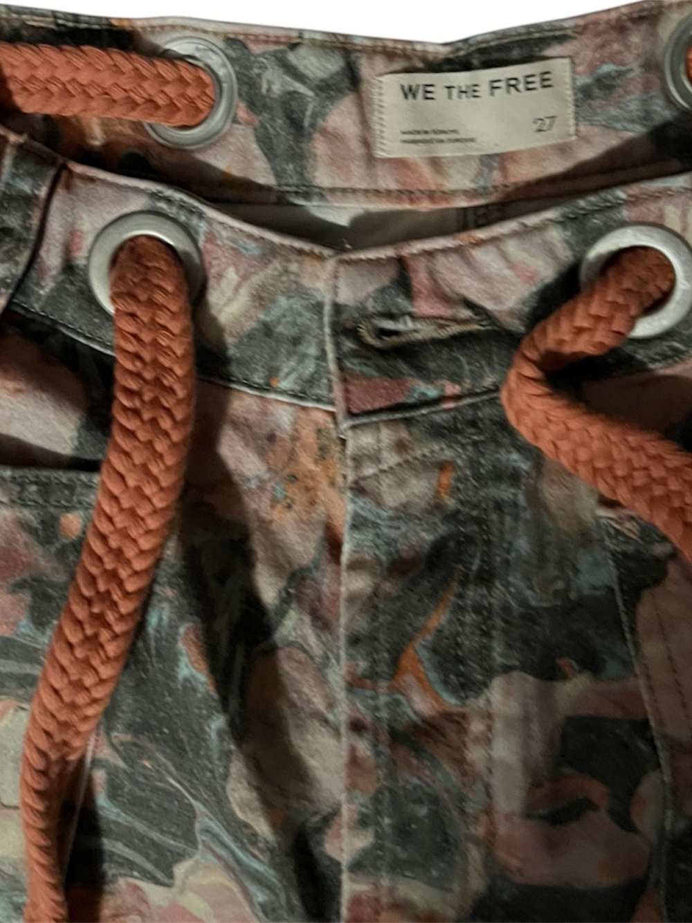 We the Free Moxie Floral Print Women’s Shorts with Coral Rope Belt - Picture 2 of 3